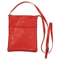 Pochette bandoulière cuir rouge - de face