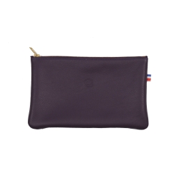 Pochette femme cuir violet - de face