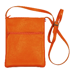 Pochette bandoulière cuir orange - de face