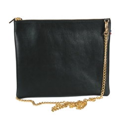 Pochette femme cuir noir - de face