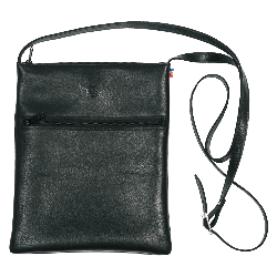 Pochette bandoulière cuir noir - de face