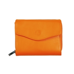 Porte monnaie cuir orange - de face