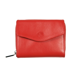 portefeuille femme cuir rouge -de face