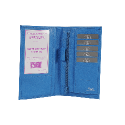 Porte chéquier cuir bleu - ouvert
