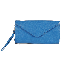 Pochette cuir bleu - de face
