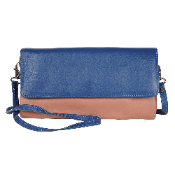 Sac cuir bleu dur et poudre - face