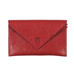 Porte papier femme en cuir bordeaux - de face