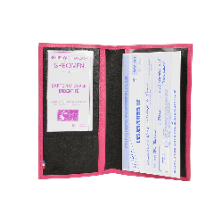 Porte chéquier fushia et noir - ouvert