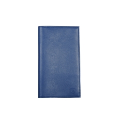 Porte chéquier en cuir bleu - de face
