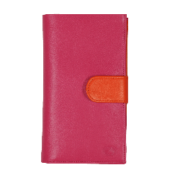 Compagnon cuir fushia et orange - de face
