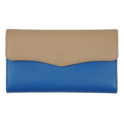 Compagnon cuir taupe et bleu - de face