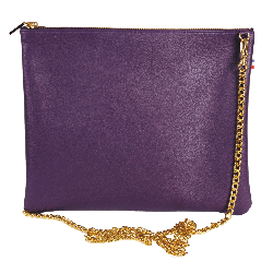 Pochette femme cuir violet avec chaîne - de face