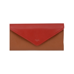 Frandi 03956 portefeuille femme cuir rouge et camel - Fabrication France