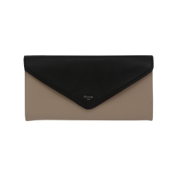 Portefeuille en cuir taupe et noir - made in france - Frandi 03956