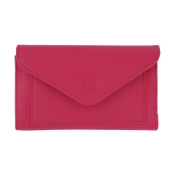 Portefeuille et porte monnaie en cuir fushia -Frandi