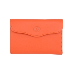 Portefeuille orange avec rabat en cuir -3591