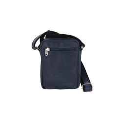Sac cuir marine avec double zip - 5977  Frandi