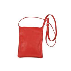 Pochette bandoulière cuir rouge - de face