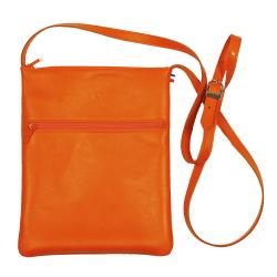 Pochette bandoulière cuir orange - de face