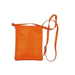 Pochette bandoulière cuir orange - de face