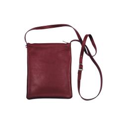 Pochette bandoulière cuir bordeaux - de face