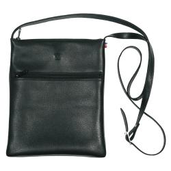 Pochette bandoulière cuir noir - de face