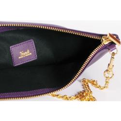 Pochette femme cuir violet avec chaîne - de face