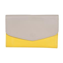 Portefeuille cuir gris et jaune