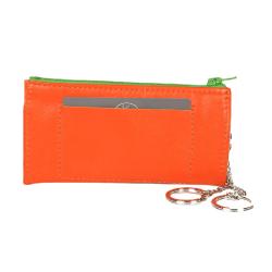 Etui orange et vert en cuir - face