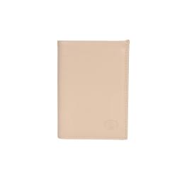 Portefeuille cuir beige et poudre - de face