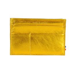 Porte carte en cuir jaune - de face