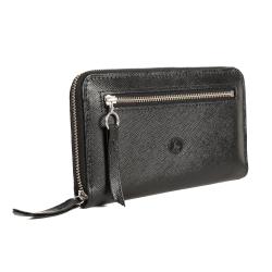 Compagnon en cuir noir de face