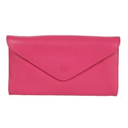 Pochette cuir rose - de face fermé