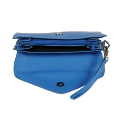 Pochette bleu en cuir capri