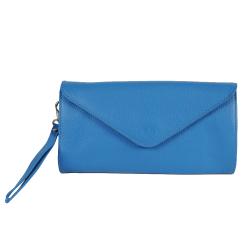 Pochette bleu en cuir capri