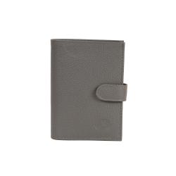 Porte monnaie cuir gris - de face