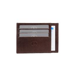 Porte carte cuir plat marron - de face