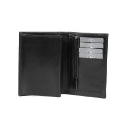 Portefeuille en cuir pour homme noir  - de face