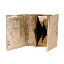 Portefeuille fermoir en cuir métalisé