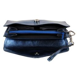 Pochette bleu nuit en cuir 
