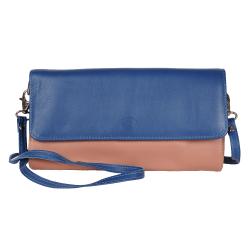 Sac cuir bleu dur et poudre - face