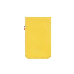 Etui iphone 5 jaune en cuir - de face