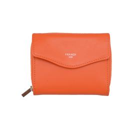 Porte monnaie cuir orange - de face