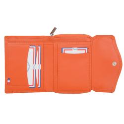 Porte monnaie cuir orange - de face