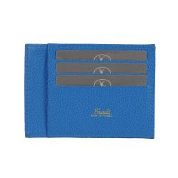 Porte carte cuir bleu - de face