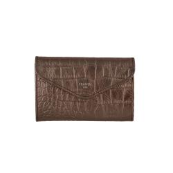 Frandi porte monnaie croco en cuir bronze