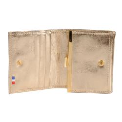 Portefeuille fermoir en cuir métalisé