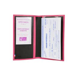 Porte chéquier fushia et noir