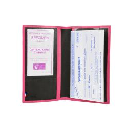 Porte chéquier fushia et noir - ouvert