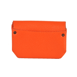 Porte monnaie orange en cuir